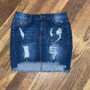 Bamboo Jeans distressed denim skirt- size 9
